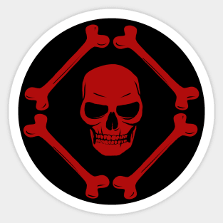 Skull and bones blood red & black Sticker